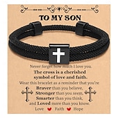 cheap Graduation Season-2 PC Cross Braided Rope Bracelet for Men Boys Christmas Valentines Graduation Easter Christian Baptism Gifts Couple