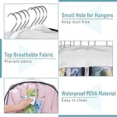 olcso Ruhazsák és fedél-3 csomag ruhatáska ráncolt minden átlátszó ruhahuzat a ruhák felakasztására 40" öltönytáskák szekrény tárolására akasztós ruhatároló öltönyhuzat ingekhez, kabátokhoz, ruhákhoz