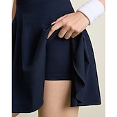 cheap Women&#039;s Tennis Dress-US Open Women&#039;s Tennis Dress with Built in Shorts and Bra Sports Dress Sleeveless Pleated Breathable Tennis Golf Pickleball V Neck Patchwork Open Back Dark Navy Tennis Clothing