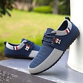 abordables Chaussures Décontractées à Lacets-Baskets décontractées bicolores en tricot pour hommes – Chaussures de sport à lacets en nylon respirant pour un usage quotidien