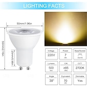 billige Spotlys med LED-10stk 7 W LED-spotpærer 500 lm GU10 GU10 8 LED perler SMD 2835 Mulighet for demping Varm hvit 220 V