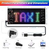 abordables 123496-Panneau LED programmable intelligent pour voiture, panneau LED flexible et lumineux à défilement pour voiture, application Bluetooth, animations RVB, texte, graffiti, message publicitaire avec