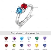 preiswerte Event &amp; Party Supplies-personalisierter Geburtssteinring für sie, offenes Ringdesign mit zwei Steinen, Symbol ewiger Liebe, Geschenk für Mutter, Ehefrau, Freundin, Muttertag, Valentinstag, Geburtstag, Weihnachtsgeschenk