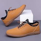 baratos Casual-tênis casual bege com cadarço para homens - calçados confortáveis para o dia a dia para passeios casuais