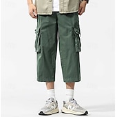 economico Classico-Per uomo Pantaloncini Cargo Capri Pantaloni capri Coulisse Elastico in vita Multi-tasche Semplice Comodità Indossabile Lunghezza al polpaccio All&#039;aperto Sport Quotidiano Moda Casual Nero Cachi