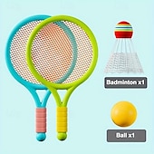 cheap Beach &amp; Outdoor Toys-Badminton Racket Indoor And Outdoor Leisure Sports Tennis Racket Set Interactive Game Activity Toy Educational Toy Round Ball Color Red Or Yellow Random As Birthday Halloween Christmas Gift