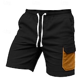 baratos Clássico-Homens Bermuda Cargo Calças de Veludo Shorts de acampamento Calção Shorts de praia Com Cordão Cintura elástica Bolso multi Bloco de cor Tecido Conforto Macio Comprimento do joelho Ao ar livre Casual