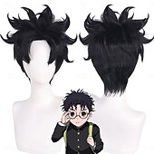 preiswerte Anime Perücken-Synthetische Perücken Takashi Shimura Lose Locken Mikro Locs Asymmetrisch Gerader Pony Maschinell hergestellt Perücke 12 Zoll A1 Synthetische Haare Damen Modisches Design Klassisch Bequem Schwarz