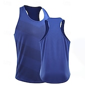 billiga Gym-toppar-Herr Linne Undertröjor Ärmlös tröja Ärmlös Rund halsringning Sommar Slät Mode Designer Semester Gata Utekväll Svart Rubinrött Blå Topp t-shirt för män