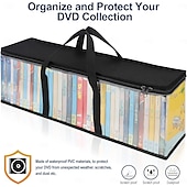 abordables Rangement et organisation-Lot de 2 sacs de rangement pour CD, étuis, supports de boîtiers DVD, sacs de transport de disques vinyles avec poignées, organisateur de stockage multimédia pour DVD/CD/jeux vidéo, disques Blu-ray