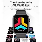 abordables Montres connectées-QX7 Montre intelligente 1.85 pouce Smartwatch Montre Connectée Bluetooth Rappel sédentaire Réveil Calendrier Compatible avec Smartphone Femmes Hommes Rappel de Message Podomètre Cadran de montre