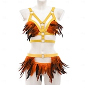olcso Női jelmezek-Húzza királynő Halloween Felszerelések Alsónemű Feather Bralette Büszkeség Szivárvány Szexi jelmez Felnőttek Női Mindszentek napja Farsang Pride Parade Büszkeség hónapja Egyszerű Halloween jelmezek