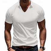 economico Polo classica da uomo-Per uomo Maglia da golf Polo Piqué Affari Casuale Bavero Manica Corta Moda Essenziale Tinta unica Testurizzato Bottoni Estate Primavera &amp; Autunno Vestibilità regolare Marrone Scuro Bianco Grigio