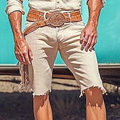 preiswerte Retro-Herren Shorts Leinenshorts Sommershorts Strandshorts Quastenfransen Gerader Schnitt Einfach Atmungsaktiv Weich Kurz Lässig Täglich Ferien Urlaub Mode Khaki Mikroelastisch