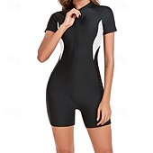 economico Rash Guard – Mute-Per donna Top sottomuta Costume Intero Protezione Solare UV UPF50+ Leggero Manica Corta Spandex Costume da Bagno costume da bagno Cerniera Frontale Nuoto Surf Spiaggia Sport Acquatici Patchwork