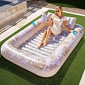 cheap Pools, Hot Tubs &amp; Supplies-Air drying sun pool lounge chair float 85 x 57 oversized pool float for adults with pillows 4-in-1 sun drying bathtub float water blowing balloon pool suitable for summer water party games