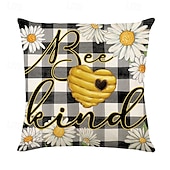 billiga blom- och växtstil-Sommarbi blommig dekorativ kastkuddöverdrag 4PC mjuk fyrkantig soffkudde fodral kuddfodral för sovrum vardagsrum soffa stol
