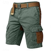 cheap Classic-Men&#039;s Cargo Shorts Outdoor Shorts Casual Shorts Hiking Shorts Patchwork Multi Pocket Straight Leg Color Block Moisture Wicking Wearable Knee Length Outdoor Casual Daily Fashion Classic Style Black