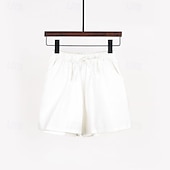 baratos Shorts de linho de algodão-Mulheres Shorts de algodão e linho Calção Calças Roupa de rua Casual Curto Natural Tecido Bolsos Design de cordão elástico Confortável Exterior Ao ar livre Feriado Verde Floresta Ferrugem Azul