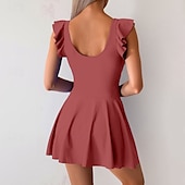 abordables Robes de bain-Femmes Maillots de Bain Une Pièce Maillot de bain Froncé Tropical Tenues de plage Uni Col en U Sans manches Maillots de bain