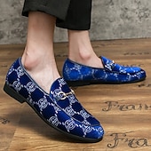 baratos Mocassins-mocassins masculinos de veludo azul bordado com ponta de metal – sapatos elegantes para baile de formatura e festa de formatura
