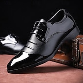baratos Formal-sapatos oxford masculinos de couro envernizado preto e marrom – sapatos elegantes para banquetes e bailes de formatura para eventos formais