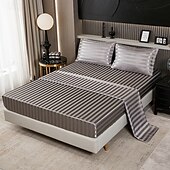 economico Lenzuola e federa-Set di lenzuola in seta ghiacciata satinata a quattro pezzi lenzuola europee e americane coprimaterassi e federe