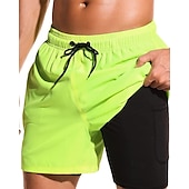 cheap Men&#039;s Swimming Shorts-Men&#039;s Swim Trunks Swim Shorts Board Shorts Color Block Quick dry Breathable With Compression Liner with Towel Loop Vacation Beach Hawaiian Casual Black Yellow