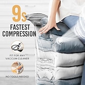 abordables Bolsa de Ropa &amp; Funda-Bolsas de almacenamiento al vacío, paquete de 4, bolsas grandes de sellado al vacío en forma de cubo jumbo para ropa de cama, edredones, mantas, ropa, ahorro de espacio en el armario, transparentes