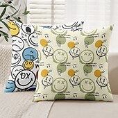 baratos Fronhas de Almofadas de Decoração-Sorriso Feliz Capas de Almofada Decorativas 1PC Almofada Quadrada Macia para Sofá para Quarto Sala de Estar Cadeira
