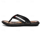 billige Ferietøfler-marineblå flip-flop-sandaler i imitert skinn for menn – myke og komfortable med stroppdetaljer, ideell for uformelle sommerdager, avslapning på stranden og ved bassenget