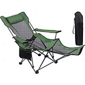 お買い得  キャンプ用家具-キャンプ用ラウンジチェア、折りたたみ式リクライニングキャンプ用チェア、フットレスト付きポータブルキャンプ用チェア、収納バッグ &amp;ヘッドレスト、メッシュリクライニング、耐荷重330ポンド