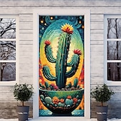 cheap Garage &amp; Door Banners-Cinco de Mayo Door Decorations Mexico Art Door Covers Cactus Door Tapestry Door Curtain Decoration Backdrop Indoor/Outdoor Door Banner for Front Door Farmhouse
