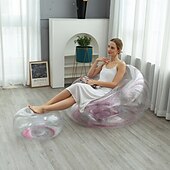 baratos Atividade ao Ar Livre-sofá inflável com lantejoulas sofá preguiçoso sofá-cama inflável para áreas externas com combinação de apoio para os pés sofá-cadeira transparente com lantejoulas adequado para camping e caminhadas