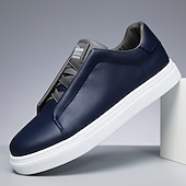 economico Casuale-Per uomo Sneakers Scarpe Bianche Pelle PU Traspirante Confortevole Antiscivolo Allacciatura Nero Bianco Blu Autunno Inverno
