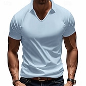 economico Polo classica da uomo-Per uomo Maglia da golf Polo Piqué Affari Casuale Bavero Manica Corta Moda Essenziale Tinta unica Testurizzato Bottoni Estate Primavera &amp; Autunno Vestibilità regolare Marrone Scuro Bianco Grigio