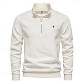 abordables Hoodies et sweatshirts élite pour hommes-Homme Sweat à capuche quart zippé Noir Blanche bleu marine Gris Demi-zip Uni Polyester Occasionnel Athlétique Vêtement Tenue Pulls Capuche Pulls molletonnés manche longue