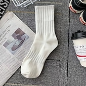 abordables calcetines de hombre-Hombre 5 pares Paquetes múltiples Calcetín Calcetines para correr Calcetines informales Negro Blanco Color Plano Vacaciones Deporte Diario Básico Medio Primavera Otoño Moda Casual
