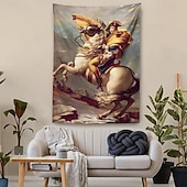 tanie zabytkowe gobeliny-Vintage Gobelin Duży Gobelin Mural Dekoracja Fotografii Tło Wystrój Domu Sypialni Salonu Napoleon Przechodzący przez Alpy w Przełęczy Świętego Bernarda