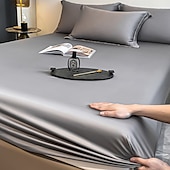 abordables Parures de draps-Drap-housse en soie glacée pièce unique housse de lit en soie glacée d&#039;été protège-matelas Simmons ensemble de trois pièces
