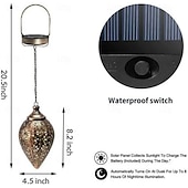 お買い得  ランドスケープライト-LEDソーラーランタン、充電式LED吊り下げ式メタルランタンライト、ガーデンヤード装飾ランプ