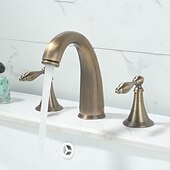 economico Rubinetti per lavandino bagno-Rubinetto per lavabo - Ampia diffusione Ottone Antico / Nichel spazzolato / Galvanizzato Rubinetto a tre fori Due maniglie tre foriBath Taps