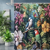 cheap Shower Curtains-Shower Curtain with Hooks 180cm*180cm(70&quot;*70&quot;) Polyester Machine Washable Waterproof Tropical Rainforest Flowers Pattern