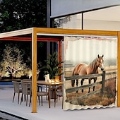 ieftine perdele impermeabile-Cortină Externă Impermeabilă pentru Intimitate Draperii pentru Patio Glisante Cortine pentru Pergolă cu Ochiuri 3D cu Cai pentru Foișor Balcon Veranda Petrecere 1 Panou
