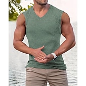 preiswerte Fitness Tank-Tops-Herren Tank Top Weste Unterhemd Ärmelloses Shirt Ärmellos V Ausschnitt Sommer Einfach Mode Designer Urlaub Straße Ausgehen Schwarz Rosa Grün Top T-Shirt für Herren