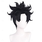 preiswerte Anime Perücken-Synthetische Perücken Takashi Shimura Lose Locken Mikro Locs Asymmetrisch Gerader Pony Maschinell hergestellt Perücke 12 Zoll A1 Synthetische Haare Damen Modisches Design Klassisch Bequem Schwarz