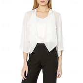 economico impacchi per gli invitati al matrimonio-Sciarpa Leggera in Chiffon Estiva Per Donne Matrimonio Gilet Per Signore Protezione Solare Blusa Con Collo Flash Maniche Di Lunghezza Media