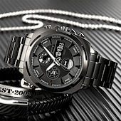 abordables Relojes digitales-Reloj Electrónico LED de Acero Inoxidable Completo para Hombre SKMEI Lujo de Doble Hora Cronógrafo Digital Reloj Deportivo Impermeable