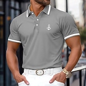 preiswerte Klassisches Poloshirt für Herren-Herren Baumwoll-Poloshirt Golf Poloshirts Lässig Geschäft Gerippter Polokragen Klassisch Kurzarm Basic Modern Einfarbig Knöpfe Logo Frühling &amp; Sommer Normale Passform Dunkelrot Gelb Hellblau Grau