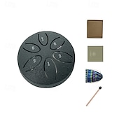 baratos Presentes-Tambor de chuva para jardim externo com protetores de dedos de 3 polegadas e 6 notas, tambor de língua de aço, mini tambor de mão à prova d&#039;água com protetores de dedos, instrumento musical de